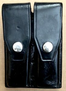 AETCO, INCO DOUBLE MAGAZINE POUCH BLACK LEATHER USED