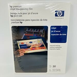 Sealed HP Premium Inkjet Transparency Film 50 Sheets 8.5 x 11&#034; C3834A NEW SEALED