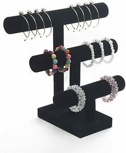 Black velvet 3-layer bracelet holder, bracelet watch jewelry storage holder
