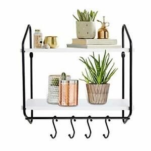 BOLUO Kitchen Wall Shelf White Floating Shelves Bathroom Mounted Shelving wit...