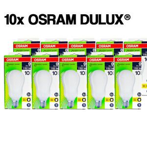 10x Osram DULUX® Classic A 20W/827 - LUMILUX® Warm White 1152Lumen 220-240V E27