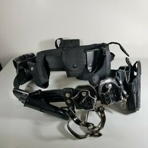 2 Police Security Belts With Accessories Holsters 1 Leather 1 ITW TRS 210 Nexus