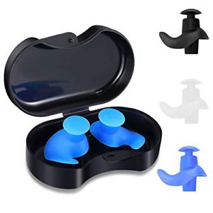 Swimming Ear Plugs, 3 Pairs Professional Waterproof Reusable Silicone Earplug...