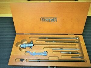 Vintage Starrett No.124-M Inside Micrometer Set in wooden case, 50-200 mm range