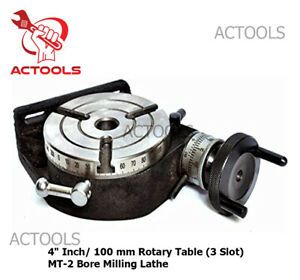 4&#034; Inch 100mm Rotary Table 3 Slot MT2 Bore Milling Lathe Premium Quality Actools