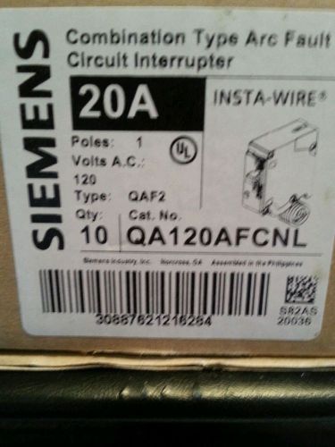 Siemens combination type arc fault circuit interrupter QA120AFCNL