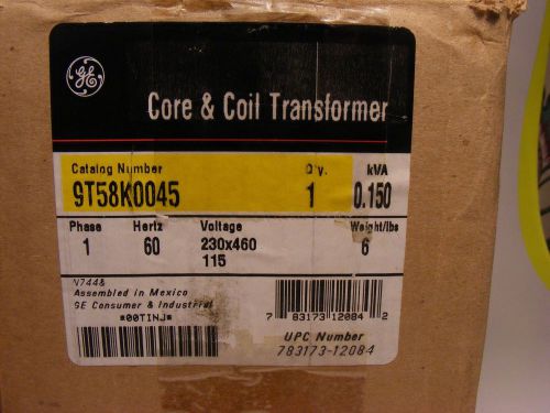 New GE General Electric Core &amp; Coil Transformer 230v/460v single phase 9T58K0045