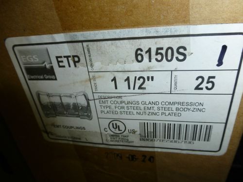 Egs etp 1 1/2&#034; inch emt coupling zinc plated 6150s         lot of 42 items for sale