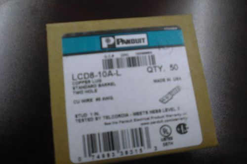 Panduit lcd8-10a-l wire #8 awg cu copper lug 2 hole standard barrel box 50pc for sale