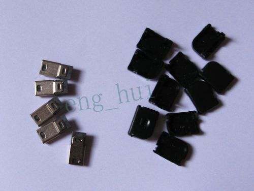 20 pcs Mini USB 5 Pins Male 90° Right Angle Plug Socket with + Plastic Cover