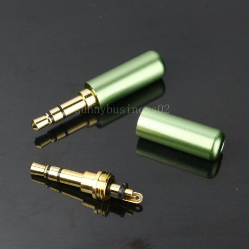 2pcs 3 pole 3.5mm male repair headphone jack plug metal audio soldering green for sale