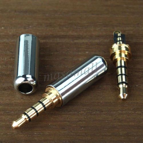 3.5mm 4 Pole Male Repair Headphone Jack Plug Metal Audio Soldering Silver Cover