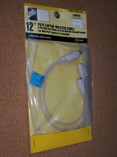 12&#034; CABLE CONNECTION YMD-6601B PS/2 IBM LAPTOP SPLITER CABLE,6IN,6 PIN MINI DIN