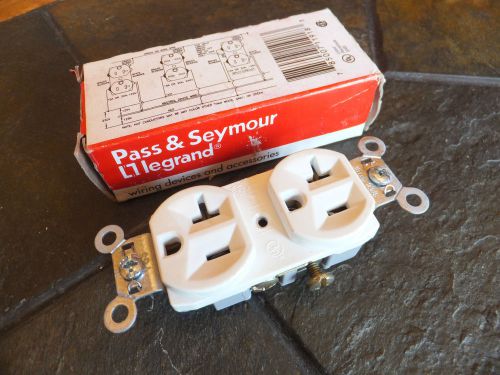Nos pass &amp; seymour leviton cr20-w duplex wall receptacle 20 a 125v for sale
