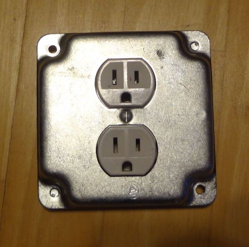 4&#034; Square 1/2&#034; Raised 1 Gang Duplex Receptacle Industrial Surface Cover