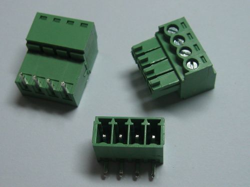 150 pcs Screw Terminal Block Connector 3.81mm Angle 4 pin Green Pluggable Type