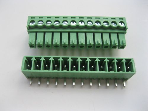 12 pcs screw terminal block connector 3.5mm angle 12 pin green pluggable type for sale