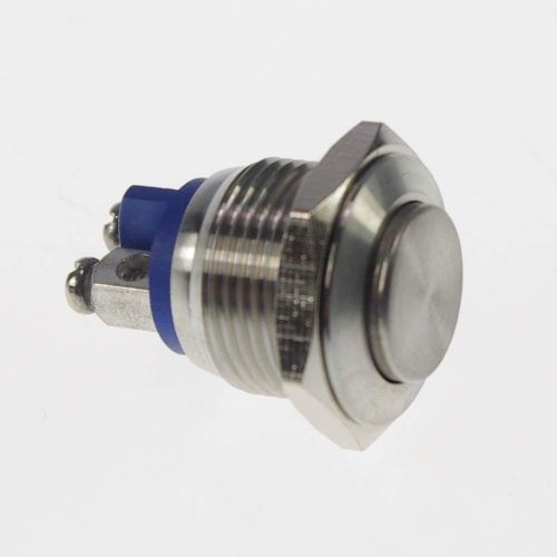 1 x 19mm OD Stainless Steel Push Button Switch /High Round/Screw Terminals