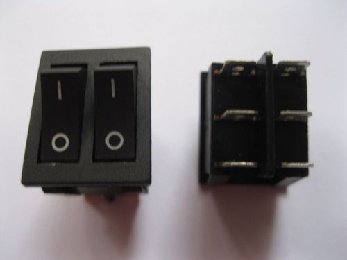 100 pcs black on/off dpdt rocker switch kcd3 6 terminal 6 pin for sale