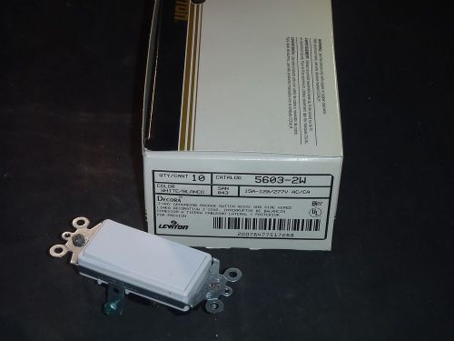Leviton 5603-2W Decora Rocker Switch White (Sold each) 15A-120/277V AC/CA