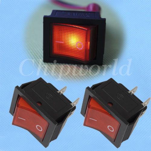 2pcs Red On-Off Button 4 Pin DPST Rocker Switch 250V AC16A 32*25MM new