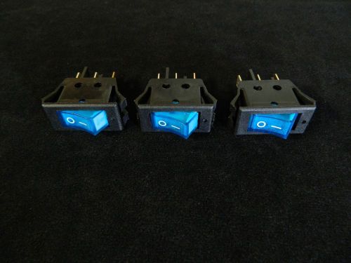 3 pack rocker switch on off mini toggle blue led 12v 10 amp ec-1220bl for sale