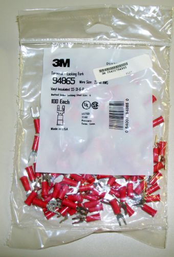 100 pcs 3m 94865 terminal-locking fork red 22-18 awg for sale