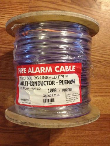 16/2 fire alarm cable fplp plenum 1000&#039; ft purple 16ga 2 multi-conductor spool for sale