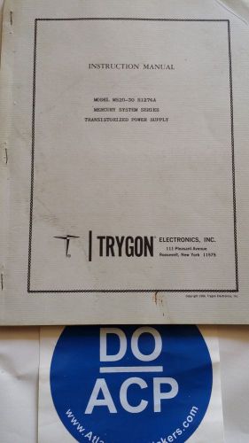 TRYGON ELECTRONICS MODEL MS20-30 S1276A INSTRUCTION MANUAL R3-S32