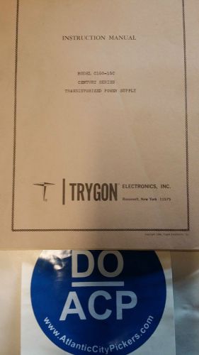 TRYGON MODEL C60-16C CENTURY SERIES POWER SUPPLY INSTRUCTION MANUAL  R3-S45