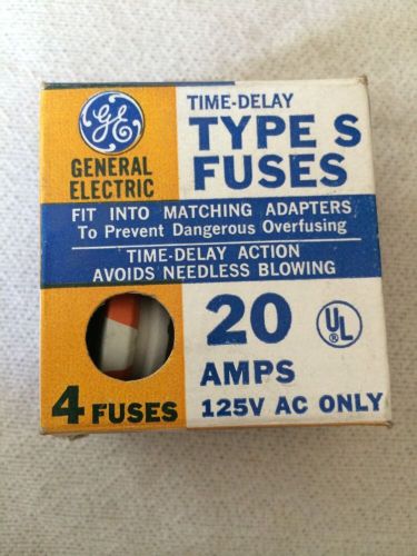 4- GENERAL ELECTRIC GE3770-20 TYPE S 20A TIME DELAY FUSES SCREW TYPE NEW NIB