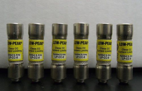 6 brand new bussmann low peak fuse lp-cc-8 8a time delay 600v or less for sale