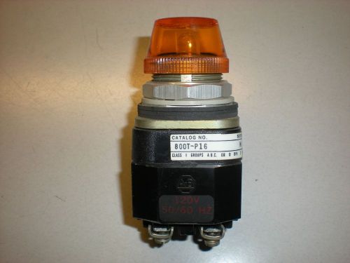 Allen Bradley Cat. No. 800T-P16 Panel Light - 120VAC - Amber Lens - Tests OK