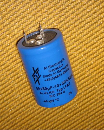 50 +  50 uF Dual Electrolytic Capacitor 600V 85c F&amp;T (German) New. Amp Find!