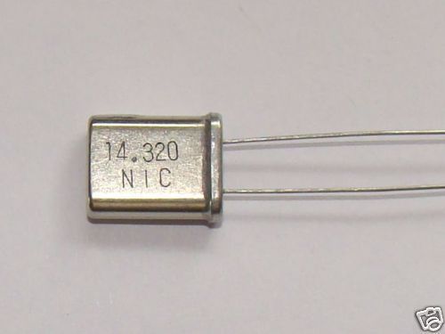 2 pcs 14.32 MHz Crystals. HC-49.