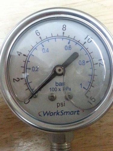 Worksmart ws-pe-gage- - 2.5 ss 15psi 1/4npt back mnt liqud case gauge for sale