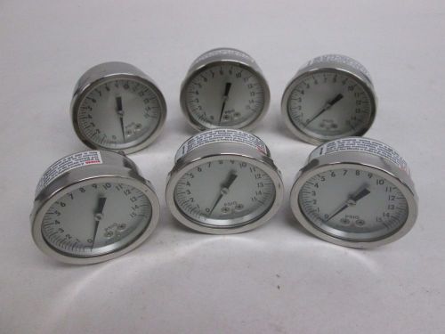 Lot 6 ashcroft 0-15psi 2-1/2in face with 90deg elbow fitting gauge d292382 for sale