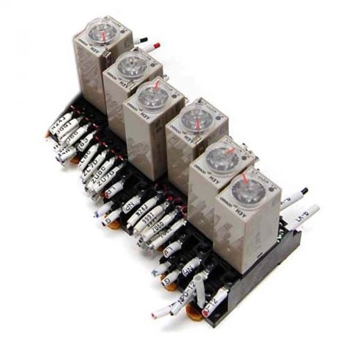 (6) Omron H3Y-2 Timers w/ PYF08A-E Bases 0-10 sec 7A/250VAC Socket 24VDC Source