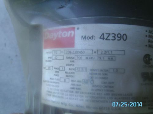 Dayton 4z390 gearmotor 3 phase for sale