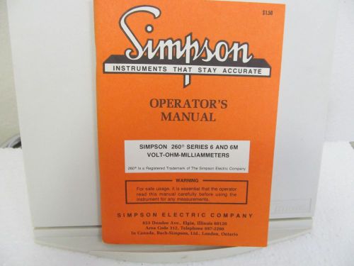 Simpson 260 series 6 and 6m volt-ohm-milliammeters operator&#039;s manual for sale