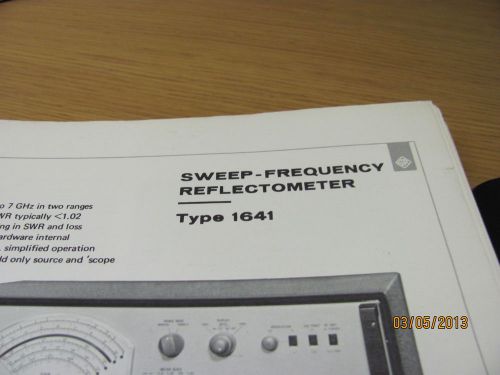 GENERAL RADIO MODEL 1641:Sweep-Frequency Reflectometer - Specification Sheet