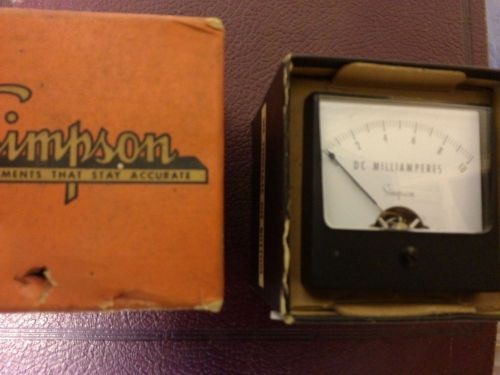 Vintage Simpson DC Milliamperes gauge new old stock #06200 Free Shipping