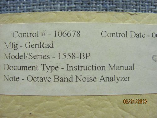 GENERAL RADIO MODEL 1558-BP Octave Band Noise Analyzer - Inst.Manual w/schematic