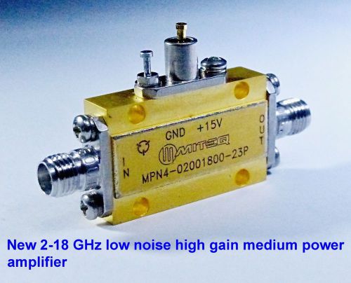New very wideband  amplifier, 1-18 GHz 28 dB midband gain, +23 dBm output, 15 v
