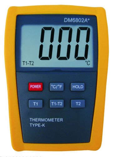 Scientific digital thermometer 2 k type temperature sensor hvac tool c f 6802 for sale