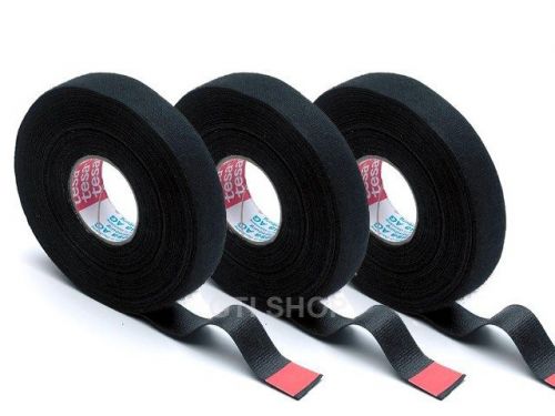 3 Roll / Tesa Fleece Wire Harness Tape 19mm x 25M / Wiring Looms Cable Harness