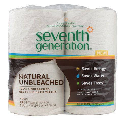 NEW Seventh Generation- Bathroom Tissue - 2 ply Natural Unbleached - 4 ct 400 sh