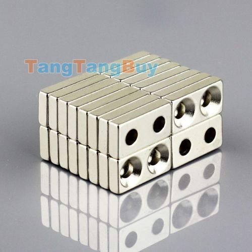 50pcs N35 Strong Block Magnets 20mm*10mm*4mm 2 Holes 4mm Rare Earth Neodymium