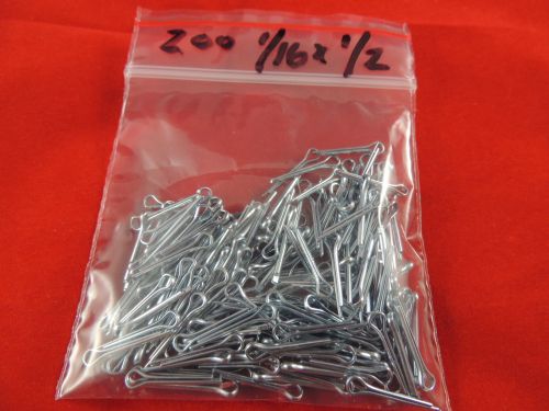 Lot 200 Zinc Coated Chisel Point Hammer Lock Cotter Pins 1/16&#034; x 1/2&#034; U.S.A.