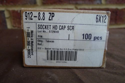 100 Socket Head Cap Screws 6x12 mm 8.8 Zinc Plated